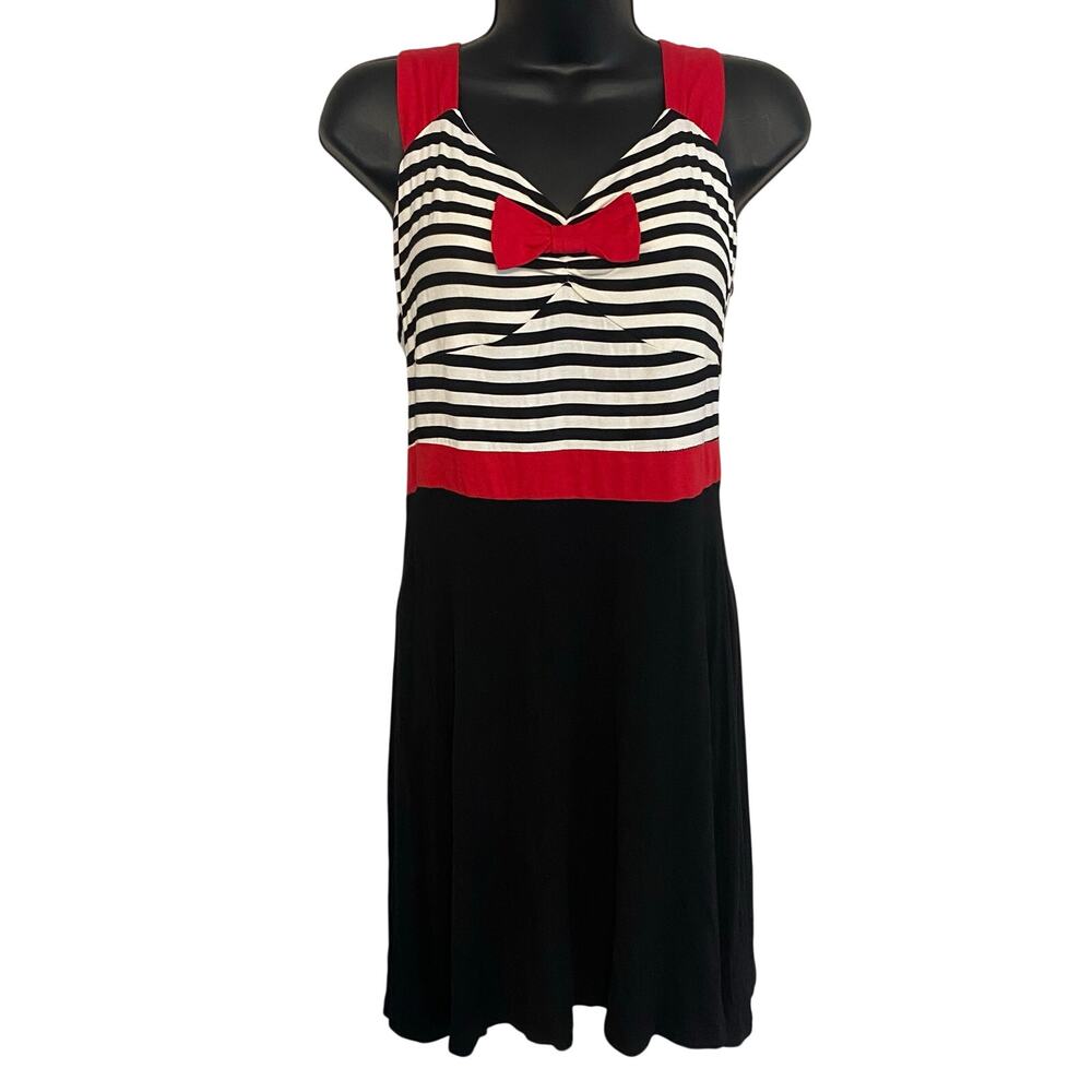 NWT Sourpuss Dress Womens Sz Medium Sweetheart Back Cutout Stripes Retro Bow